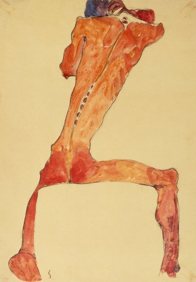 Mannerruckenhaut (lápis e aquarela) de Egon Schiele
