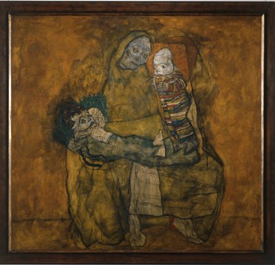 Mãe com dois filhos (pintura sobre tela) de Egon Schiele