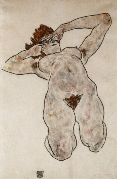 Nude deitado; Mentindo mulher nua, 1917 de Egon Schiele