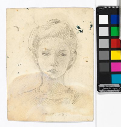 Retrato de uma rapariga; verso: desenhos de animais de Egon Schiele