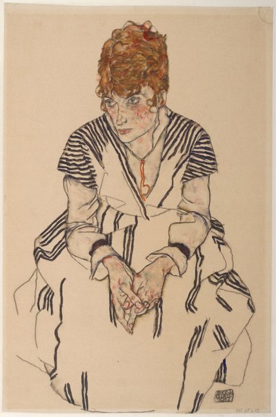 Retrato da cunhada de artistas, Adele Harms, 1917 de Egon Schiele