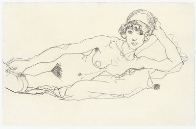 Nude reclinado; Mentir, 1914 de Egon Schiele