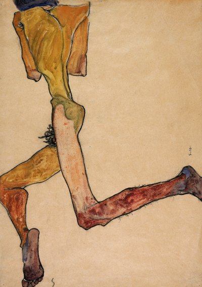 Homem nu reclinado, 1910 de Egon Schiele