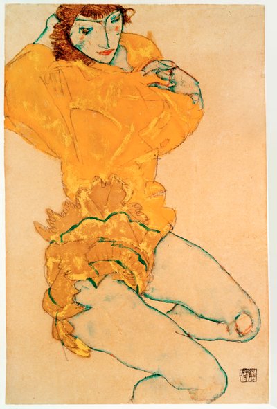Mulher a despir-se [Mulher a despir-se]. de Egon Schiele