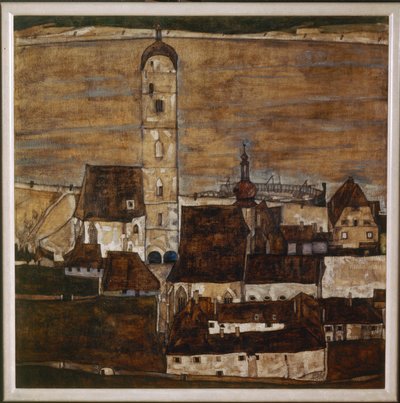 Stadt Stein II (pintura sobre tela) de Egon Schiele