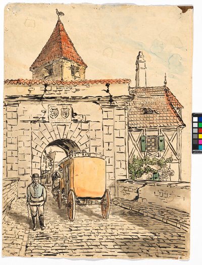 Porta da cidade com carruagem (Trabalho de aluno) de Egon Schiele