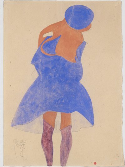 Rapariga de pé, vista de costas de Egon Schiele