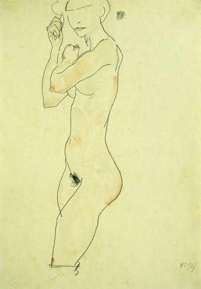 Em pé nu; Ato permanente, 1913 de Egon Schiele