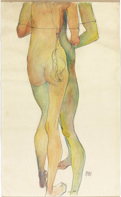 Dois nus em pé de Egon Schiele