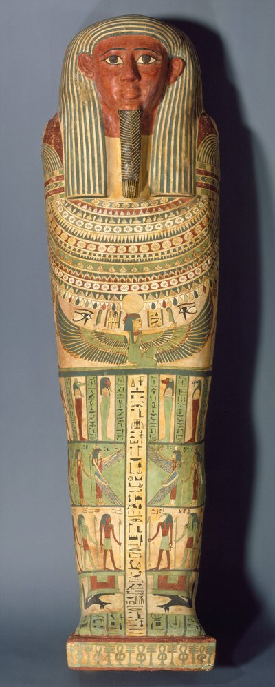 Caixão de Amunred, Dinastia 25-26, c.715-525 aC (madeira com gesso e tinta) de Egyptian
