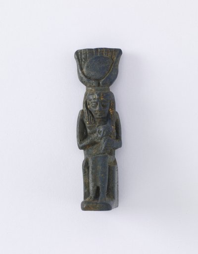 Figura de Ísis e Hórus, possivelmente Período Ptolemaico, 305-30 aC (faiança) de Egyptian