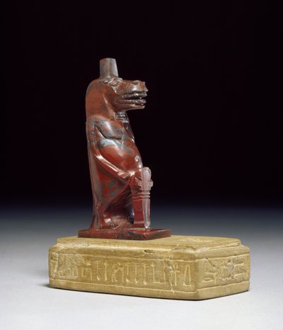 Deusa hipopótamo Taueret, segurando uma trança de papiro laminado que forma o sinal hieroglífico protetora, &39;sa&39;, provavelmente período tardio, c.664-332 aC (faiança) de Egyptian