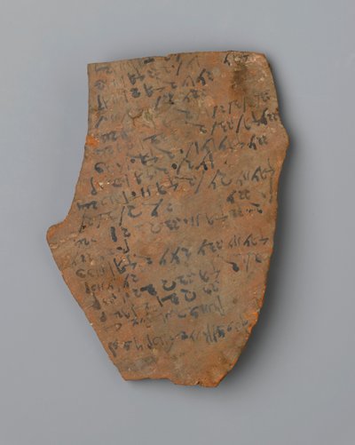 Lista de Ostrakon de tempos de iluminação, possivelmente de Elefantina (terracota) de Egyptian