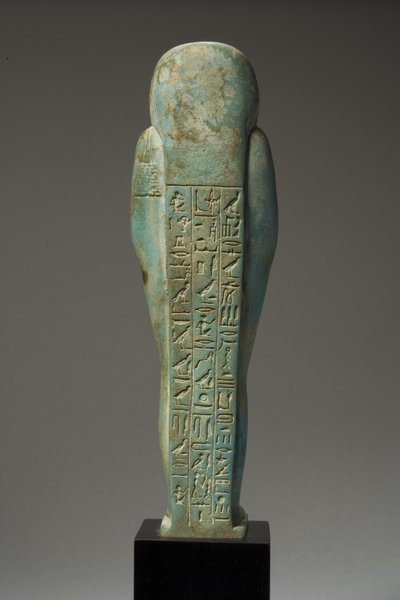 Retrovisor de uma figura de Ushabti para Hor-Khebi, período dinástico tardio, final da 25ª dinastia do século 26, c.700-600 aC (faiança) (ver 270353 para frente) de Egyptian