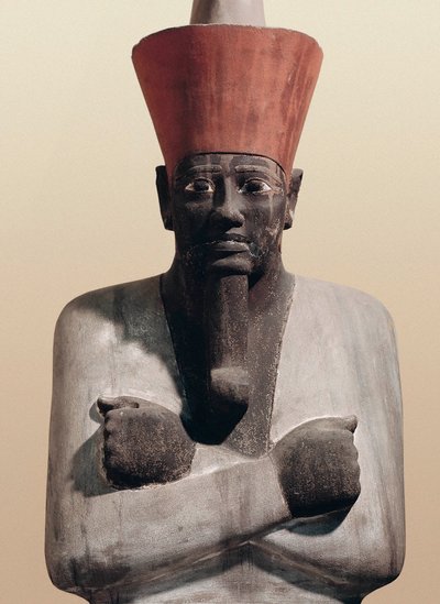 Estátua de Mentuhotep II (grés pintado) de Egyptian 11th Dynasty