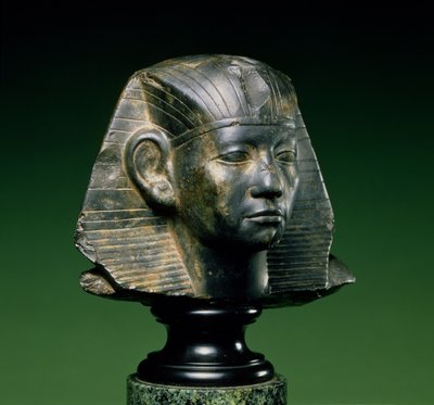 Chefe do Rei Amenemhat III, de Aswan, Middle Kingdom, 1842-1797 aC (calcário fossilífero escuro) de Egyptian 12th Dynasty