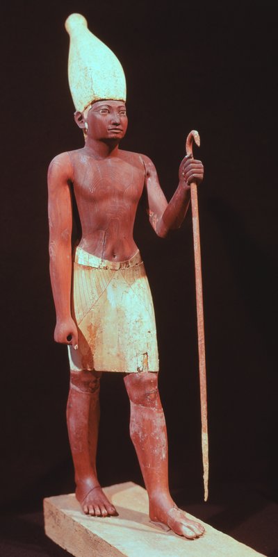 Estátua de Sesostris I (governou de 1971 a 28 aC) com uma coroa branca (cedro pintado) de Egyptian 12th Dynasty