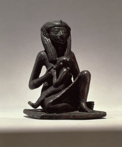 Princesa cuidando de uma criança, possivelmente de Edfu, Segundo Período Intermediário (cobre) de Egyptian 13th Dynasty