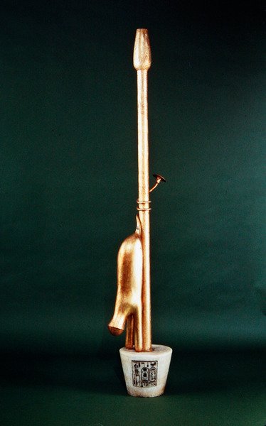 Anubis emblema, do túmulo de Tutankhamon, New Kingdom (madeira dourada e gesso com base de alabastro) de Egyptian 18th Dynasty