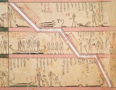 Descida do sarcófago ao túmulo, do túmulo de Tutmés III (c.1504-1450 aC) Novo reino (pintura mural) de Egyptian 18th Dynasty