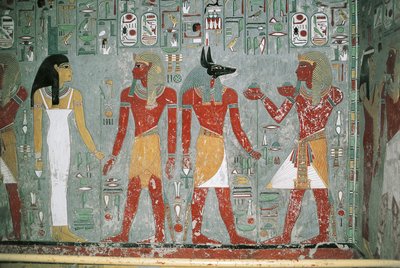 Egipto, Luxor, Vale dos Reis, Túmulo de Horemheb, pintura mural de Egyptian 18th Dynasty
