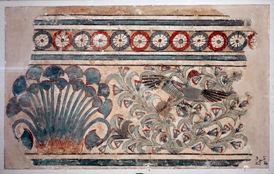 Antiquite egípcio: fragmento de fresco do palácio de Amenophis III (Amenhotep) em Malkata. 1342 AC. Cairo, Museu Egípcio de Egyptian 18th Dynasty