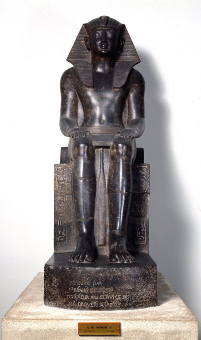 Antiquite egípcio: escultura de basanita representando Thutmosis (Tutmosis ou Thutmus) III (cerca de 1504-1450 AC), faraó egípcio. 18ª dinastia. De Tebas. Turim, museu egípcio. de Egyptian 18th Dynasty