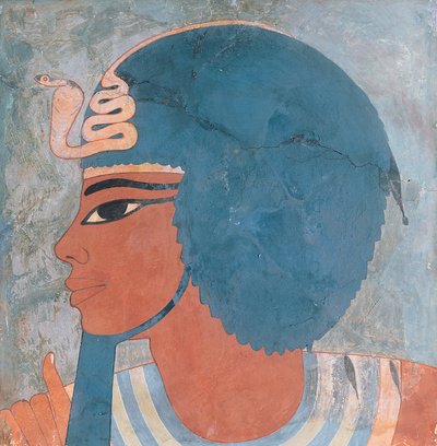 Cabeça de Amenophis III do túmulo de Onsou, 18a dinastia, 1550-1295 aC (mural) de Egyptian 18th Dynasty