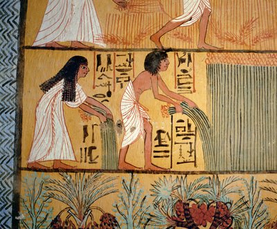 Casal de camponeses a fazer a colheita de Egyptian 18th Dynasty