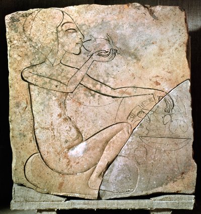 Relief, depicing, princesa, comer, assado, pato, norte, palácio, diga, el-amarna, novo, reino, c.1353-1337, bc de Egyptian 18th Dynasty