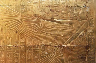 Relevo do painel externo posterior da segunda capela funerária, Tesouros de Tutankhamon, Egipto, Civilização egípcia, Novo Reino, Dinastia XVIII de Egyptian 18th Dynasty