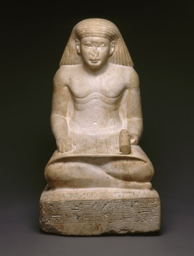 Escriba estátua de Amenófis, filho de Nebiry, c.1426-1400 aC (calcário) (ver 200932) de Egyptian 18th Dynasty