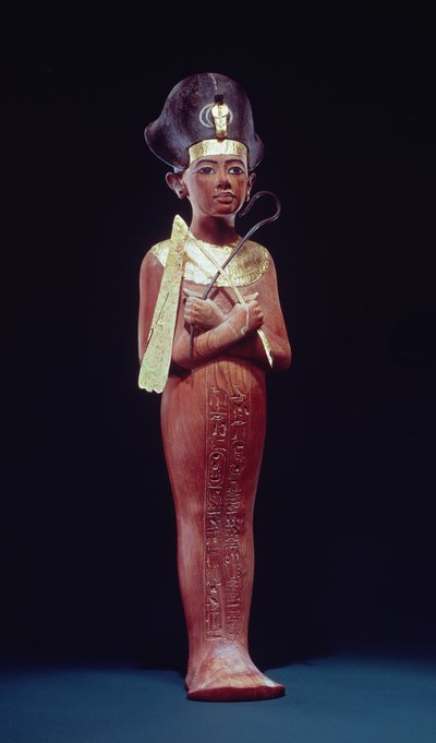 Shabti figura do rei do túmulo de Tutancâmon (c.1370-1352 aC) Novo reino (madeira dourada) de Egyptian 18th Dynasty