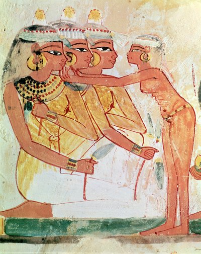 A Sanita da Mulher, do Túmulo de Nakht, Novo Reino, c.1400 a.C. (pintura de parede) de Egyptian 18th Dynasty