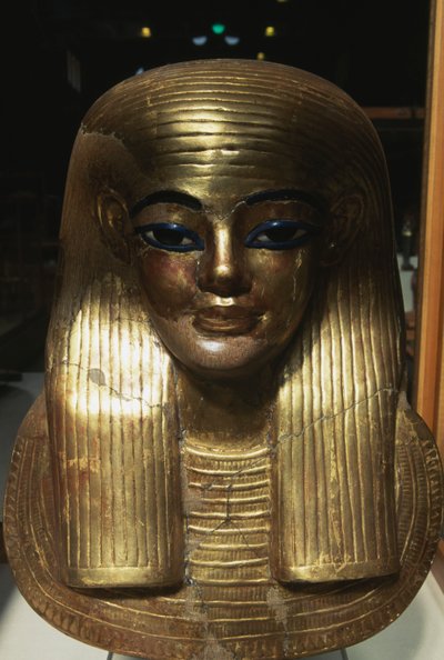 Máscara mortuária de Yuya, do Túmulo de Yuya Tjuya, Vale dos Reis, Egipto, civilização egípcia, Novo Reino, Dinastia XVIII de Egyptian 18th Dynasty
