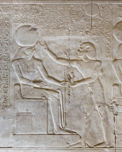 Basrelief, templo de Seti I, Abydos, Egipto de Egyptian 19th Dynasty