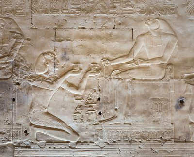 Basrelief, templo de Seti I, Abydos, Egipto de Egyptian 19th Dynasty
