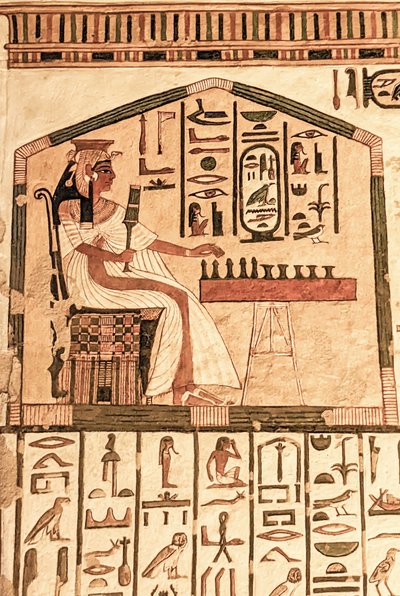 Nefertari tocando senet (pintura de parede) de Egyptian 19th Dynasty