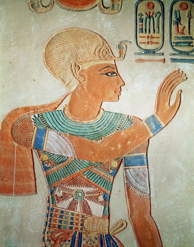 Retrato de Ramesses III (c.1184-1153 aC) do túmulo de Amen-Her-Khepshef, New Kingdom (pintura de parede) de Egyptian 19th Dynasty