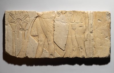 Relevo retratando uma cena de oferendas, de Tell el-Amarna, Novo Reino, c.1353-1336 aC (calcário) de Egyptian 19th Dynasty