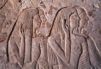 Relevo representando um grupo de mulheres, túmulo de Leteya, Saqqara, Egipto, civilização egípcia, Novo Reino, Dinastia XIX de Egyptian 19th Dynasty
