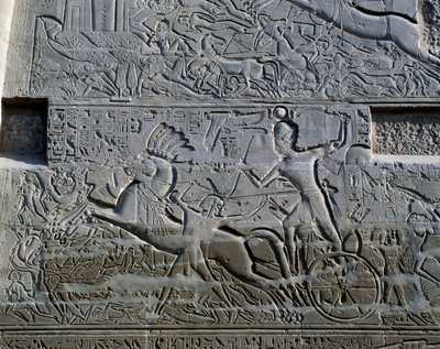 Campanhas de Seti I na Síria e na Palestina, relevo, parede exterior norte do Grande Salão Hipostilo, complexo do templo de Karnak (Lista do Património Mundial da Unesco de Egyptian 19th Dynasty