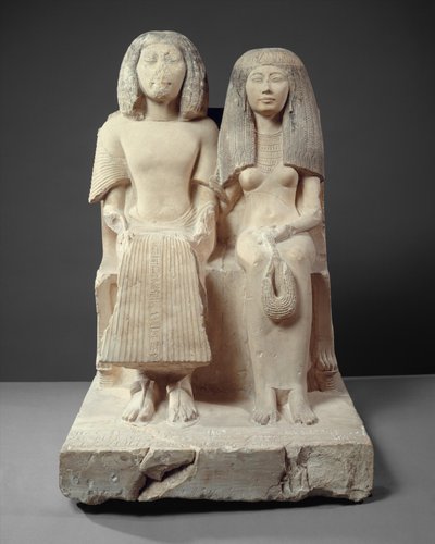 Yuny e sua esposa Renenutet, c.1280 aC (calcário pintado) de Egyptian 19th Dynasty