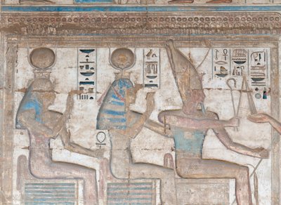 Imagem pintada em relevo na parede de Egyptian 20th Dynasty