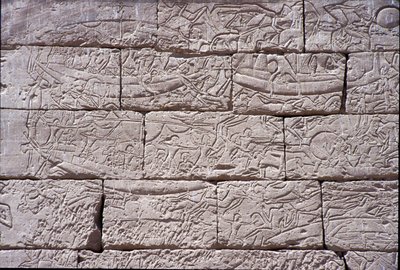 Povo do Mar, Batalha Naval de Ramsés III, Medinet Habu, 1195-64 aC, pedra de Egyptian 20th Dynasty