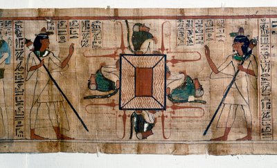 Antiguidade Egípcia: Lago de Fogo para o Inferno. Papiro de um Livro dos Mortos. Papiro da 21ª dinastia de Egyptian 21st Dynasty