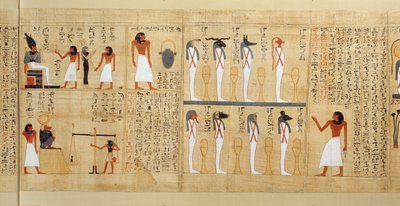 Papiro mitológico de Imenemsaouf, Terceiro Período Intermediário, c.1000 aC (papiro pintado) (detalhe) de Egyptian 21st Dynasty