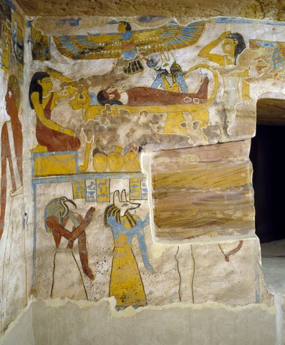 Murais da câmara funerária do Túmulo de Pa Nentwy, Bahariya Oasis, Giza, Egipto Civilização egípcia, 26ª Dinastia, 663-525 AC de Egyptian 26th Dynasty