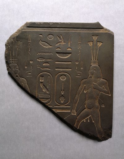 O Deus do Nilo Hapi Ritualmente Ligado ao Alto e Baixo Egipto, 663-525 a.C. (xisto) de Egyptian 26th Dynasty
