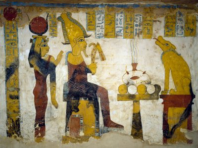 Pinturas murais da câmara funerária de Pa Nentwy, Bahariya Oasis, Gizé, Egito. Civilização Egípcia, 26ª Dinastia, 663-525 AC. de Egyptian 26th Dynasty